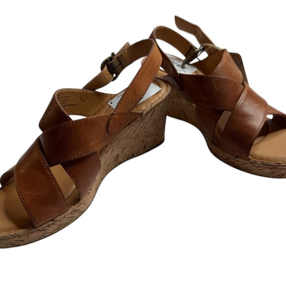 NEW NWT SAMI CORK WEDGE SANDAL BY BORN BRAND. TAN. SIZE WOMEN'S 10M. - Picture 12 of 14